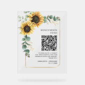 Floral Sunflower Eucalyptus Honeymoon Fund QR Code Acrylschild (Vorderseite)