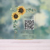 Floral Sunflower Eucalyptus Honeymoon Fund QR Code Acrylschild (Neutral)