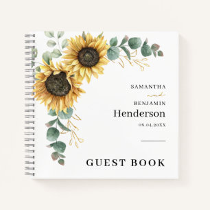 Floral Sunflower Eucalyptus Wedding Guest Book Notizblock