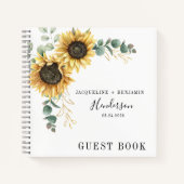 Floral Sunflower Eucalyptus Wedding Guest Book Notizblock (Vorderseite)