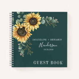 Floral Sunflower Eucalyptus Wedding Guest Notizblock