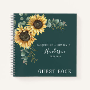 Floral Sunflower Eucalyptus Wedding Guest Notizblock