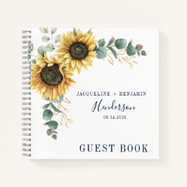 Floral Sunflower Eucalyptus Wedding Guest Notizblock