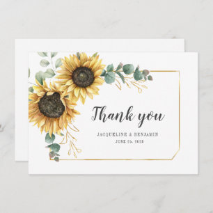 Floral Sunflower Eucalyptus Wedding Vielen Dank Mitteilungskarte