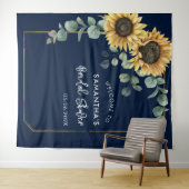 Floral Sunflower Eukalyptus Script-Brautparty Wandteppich (Beispiel (Horizontal))