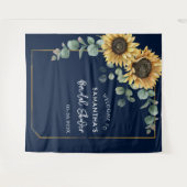 Floral Sunflower Eukalyptus Script-Brautparty Wandteppich (Vorderseite (Horizontal))