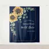 Floral Sunflower Eukalyptus Script-Brautparty Wandteppich (Vorderseite)