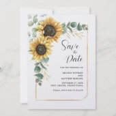 Floral Sunflower Eukalyptus Script Save The Date (Vorderseite)
