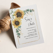 Floral Sunflower Eukalyptus Script Save The Date