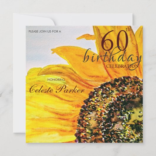 Floral Sunflower Meilenstein Geburtstag Einladung (Vorderseite)