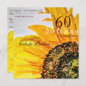 Floral Sunflower Meilenstein Geburtstag Einladung (Vorne/Hinten)