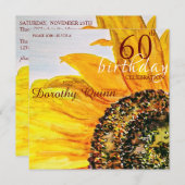 Floral Sunflower Meilenstein Geburtstag Einladung (Vorne/Hinten)