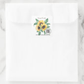 Floral Sunflower QR Code Business Square Sticker (Tasche)