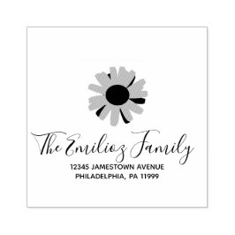 Floral Sunflower Script-Adresse Gummistempel