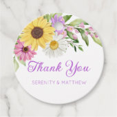 Floral Sunflower  Wildflower Wedding Thank You Geschenkanhänger (Vorderseite)