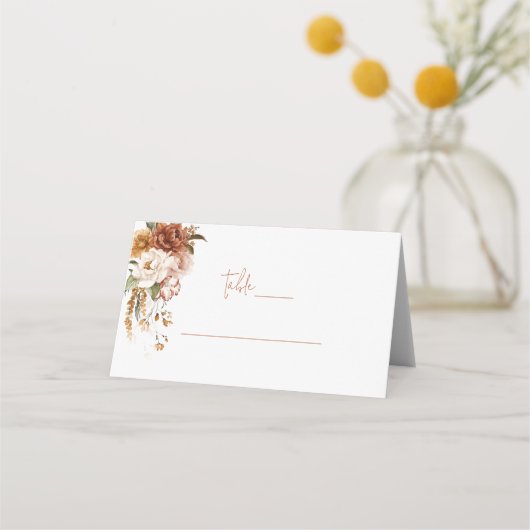 Floral Sunset Wedding Folded Platzkarte (Vorderseite)