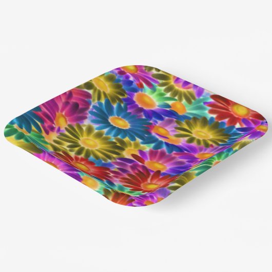 Floral Sunshine #444 - Papierplatte Pappteller (Gewinkelt)