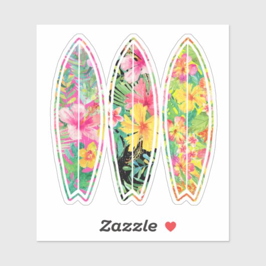 Floral Surfboard Vinyl Aufkleber (Blatt)