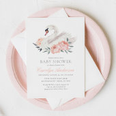 Floral Swan Baby Dusche Einladung