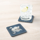Floral Swan Blue Reflection Getränkeuntersetzer (Rechte Seite)