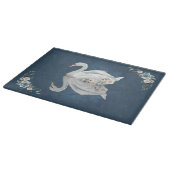 Floral Swan Blue Reflection Schneidebrett (Ecke)
