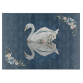 Floral Swan Blue Reflection Schneidebrett (Vorderseite)
