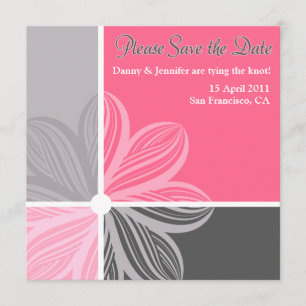 Floral Sweep Pink Gray Bitte Save the Date einlade
