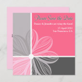 Floral Sweep Pink Gray Bitte Save the Date einlade (Vorne/Hinten)