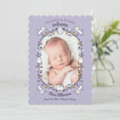 Floral Sweet Little Kitty Cat Birth Ankündigung (Stehend Vorderseite)