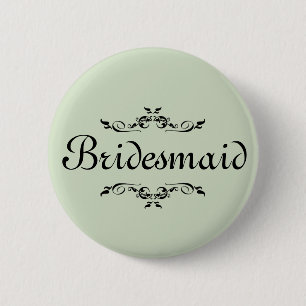 Floral Swirl Border Bridesmaid Button