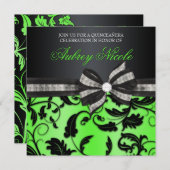 Floral Swirl Quinceñera Einladung mit Juweliern (Vorne/Hinten)