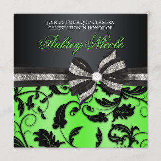 Floral Swirl Quinceñera Einladung mit Juweliern