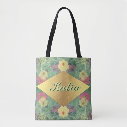 Floral Symmetrie mit/Name Tasche (Vorderseite)