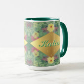 Floral Symmetrie mit/Name-Tasse Tasse (VorderseiteRechts)