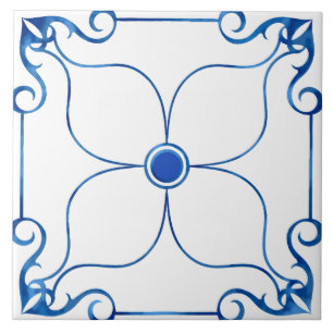 Floral Symmetry Mediterrane (blaue) Keramik Tile Fliese