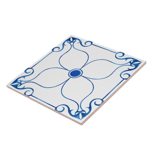 Floral Symmetry Mediterrane (blaue) Keramik Tile Fliese (Seite)