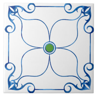 Floral Symmetry Mediterranean (grün) Fliese