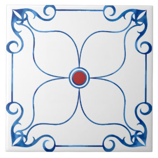 Floral Symmetry Mediterranean (Red) Keramik Tile Fliese