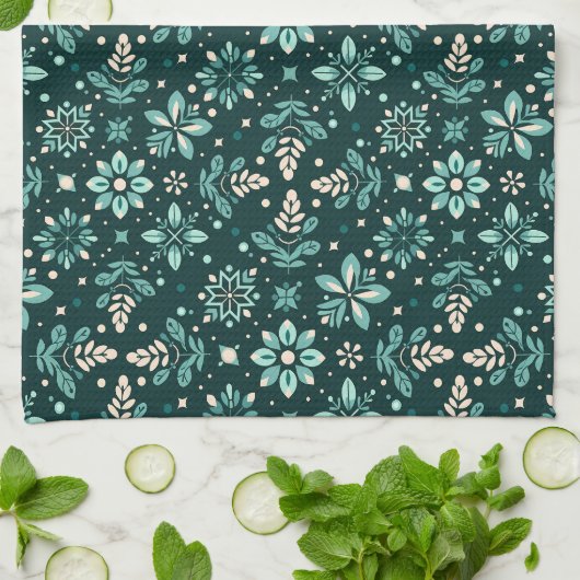 Floral Symphony Pattern Geschirrtuch (Gefaltet)