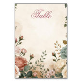 Floral Table Number Card | Blush Rose Garden Brida Tischnummer (Rückseite)