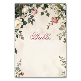 Floral Table Number Card | Blush Rose Garden Brida Tischnummer