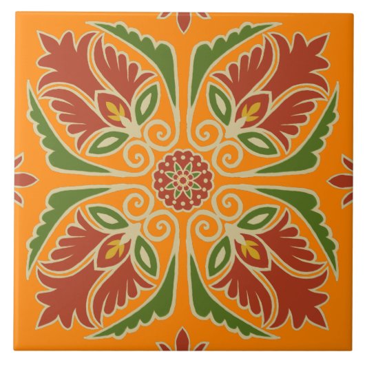 Floral Talavera Tile Fliese (Vorderseite)