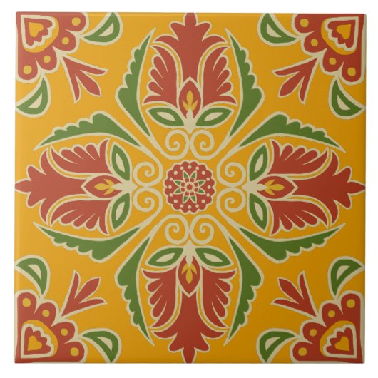 Floral Talavera Tile Fliese (Vorderseite)