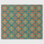 Floral Talavera Tile Wrapping Paper Geschenkpapier (Flach)