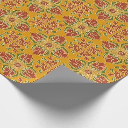 Floral Talavera Tile Wrapping Paper Geschenkpapier (Ecke)