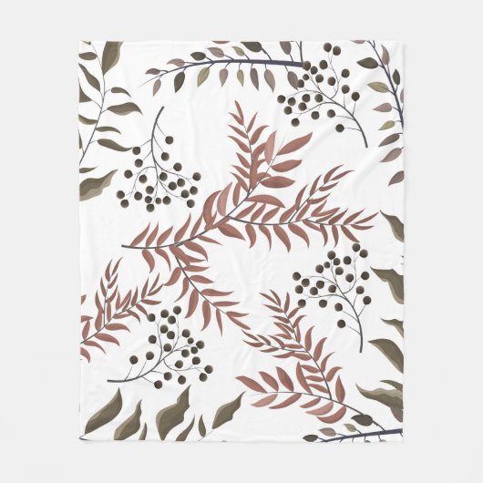 Floral Tan Earthy Design Fleece Blanket (Vorderseite)