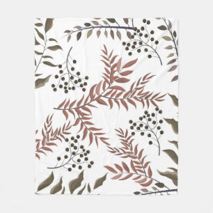 Floral Tan erthy Design Fleece Blanken