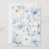 Floral Taufe Christening Blue Butterfly Boy Einladung (Rückseite)