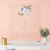 Floral Taufe Christening Elegantes Skript Acrylschild (Hochzeit)