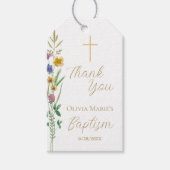 Floral Taufe Vielen Dank Geschenkanhänger (Vorderseite)